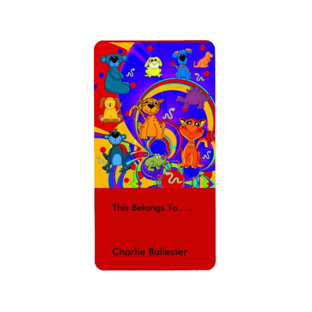 Märkning med etiketter för barn Djurspärrar Adressetikett (Framsidan)