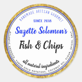 Märkning med livsmedelsmärkning av Guld Trim Ingre Runt Klistermärke