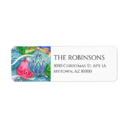 Märkning med mousserande dekorativ jul-Bollar Returadress Etikett