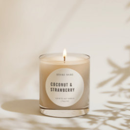 Märkning med vit minimalistisk ljus och scent runt klistermärke