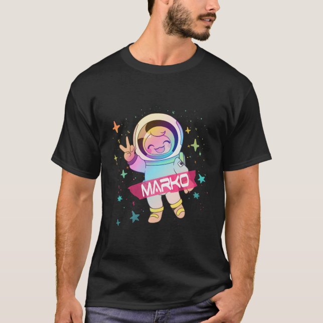 Marko Namn med astronaut T Shirt (Framsida)