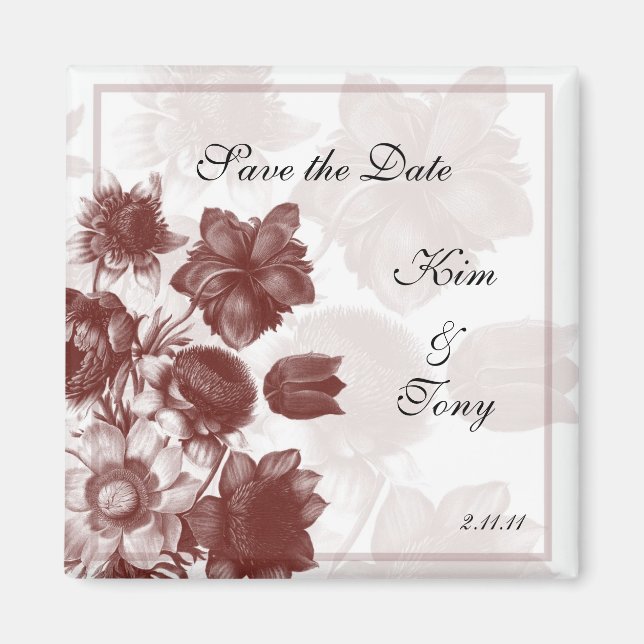 Markon Elegant Flower bröllopsfavoritmagnet Magnet (Framsidan)