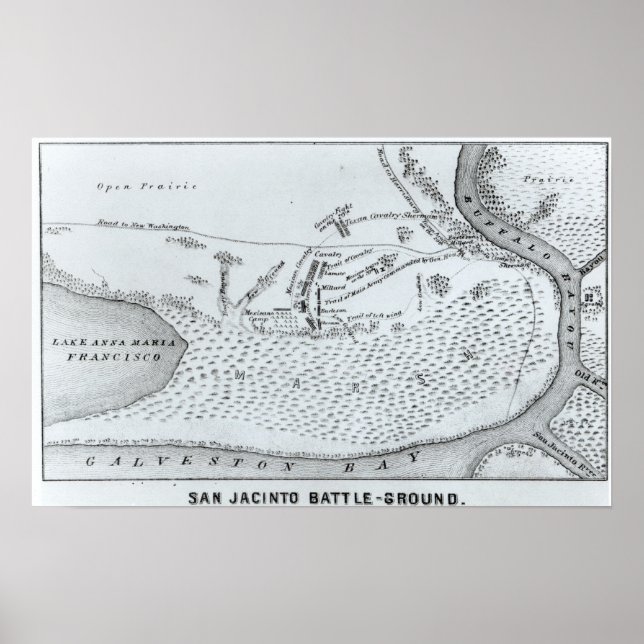 Markplan för slaget vid San Jacinto Poster (Framsidan)