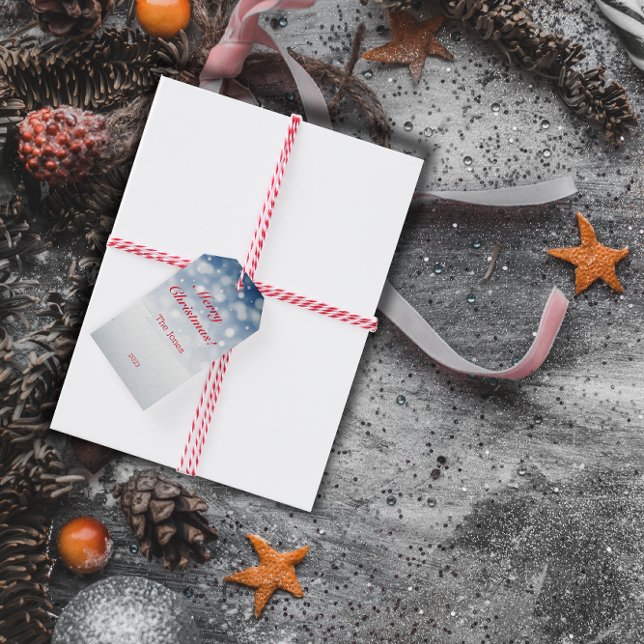 Märkre av blåsnowflake-minimalistisk röd brev-gåva presentetikett (Skapare uppladdad)