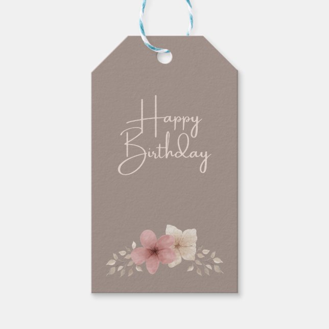 Märkre av Blommigt av tejp och Rosa | Elegant Presentetikett (Framsidan)