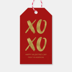 Märkre av borstad guldfoil XOXO Valentine Gift Presentetikett