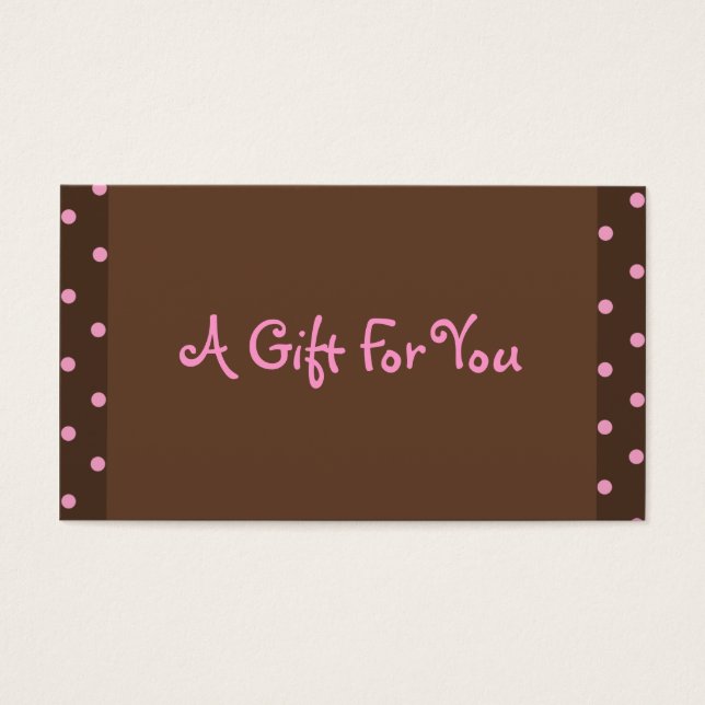 Märkre av Brown och Rosa Polka Dot Gift Visitkort (Framsidan)