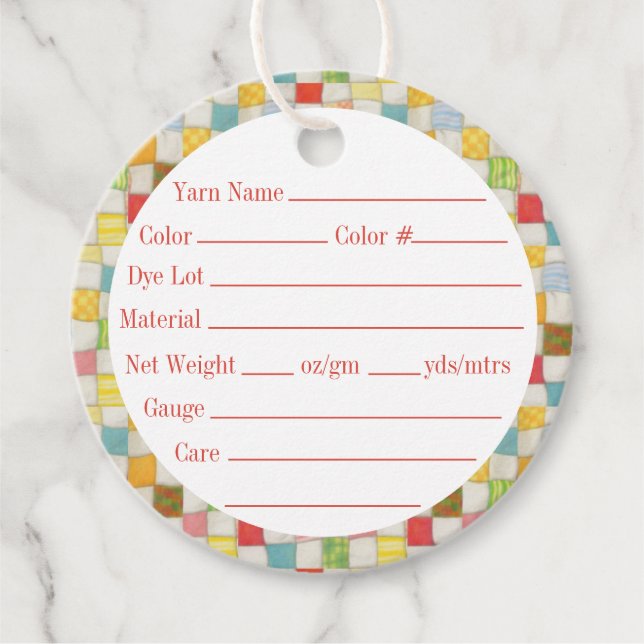Märkre av CRAZY QUILT 2-tums Round Yarn Gåvor Etiketter (Framsida)