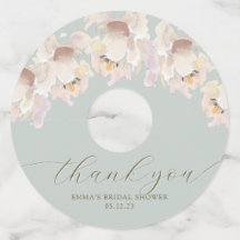 Märkre av Cream & Mint Watercolor Blommigt Vin Gla