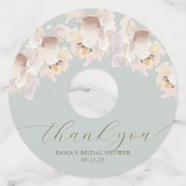 Märkre av Cream & Mint Watercolor Blommigt Vin Gla