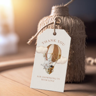 Märkre av elefant, babybabyskor presentetikett