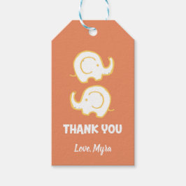 Märkre av elefant från orange presentetikett