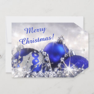 Märkre av gåva av silver och blått God jul Julkort