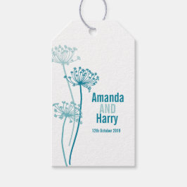 Märkre av gåva från Tjervblåfärgad teal, vit bröll Presentetikett