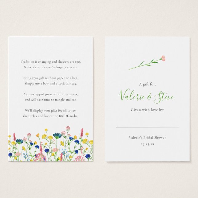 Märkre av gåva från Wildblomma Garden No Wrap Show Visitkort (Framsida & baksida)