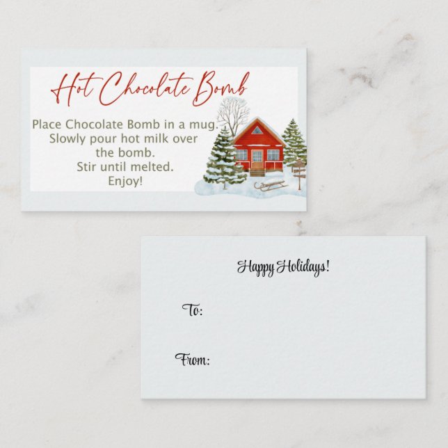 märkre av hett chokladbomber, affärskort storleka visitkort (Fram/baksida)