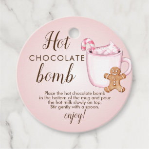 märkre av hett chokladbomber gåvor etiketter