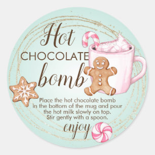 Märkre av hett chokladbomber runt klistermärke