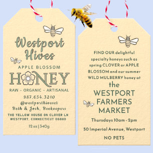 Märkre av honung med stiliserade blommor och söta  presentetikett