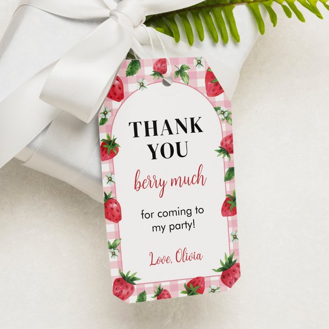 Märkre av jordgubbens Födelsedagsfest Presentetikett (Skapare uppladdad)