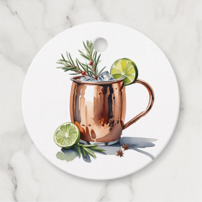Märkre av julcranberry Moskle Mule Cocktail Gift Gåvor Etiketter (Framsida)