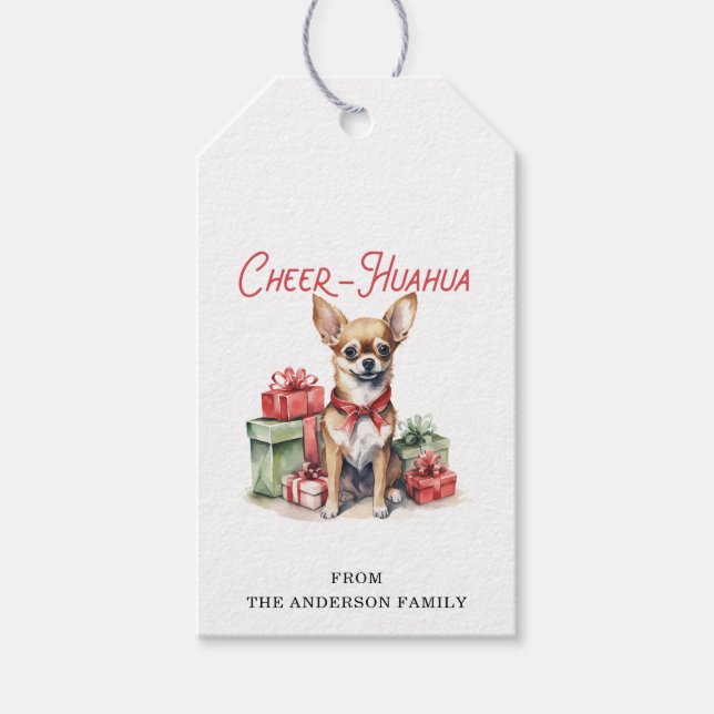 Märkre av julen Chihuahua Gift Presentetikett (Framsidan)