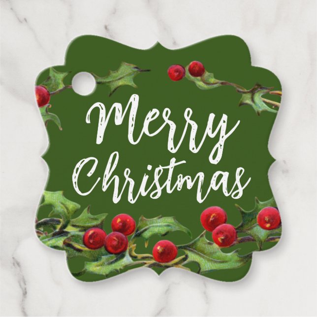 Märkre av julfel i Mistletoe Gift Gåvor Etiketter (Framsida)