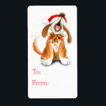 Märkre av julklappsgåva (till och från) fraktsedel<br><div class="desc">Cute sång singing choir-hund illustrerade julklappsetiketter. Anpassade med ert eget namn. Ursprunglig illustration av hund som Sarah Trett målat i vattenfärg.</div>