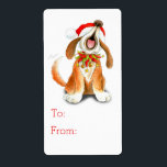 Märkre av julklappsgåva (till och från) fraktsedel<br><div class="desc">Cute sång singing choir-hund illustrerade julklappsetiketter. Anpassade med ert eget namn. Ursprunglig illustration av hund som Sarah Trett målat i vattenfärg.</div>