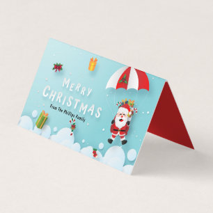 Märkre av julparachuting Santa Treat Goodie Bag Visitkort