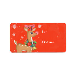 Märkre av julrero Rudolph Reindeer Sticker Gift Adressetikett