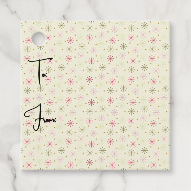 Märkre av julstartsgåva i mitten av århundradet gåvor etiketter (Framsida)