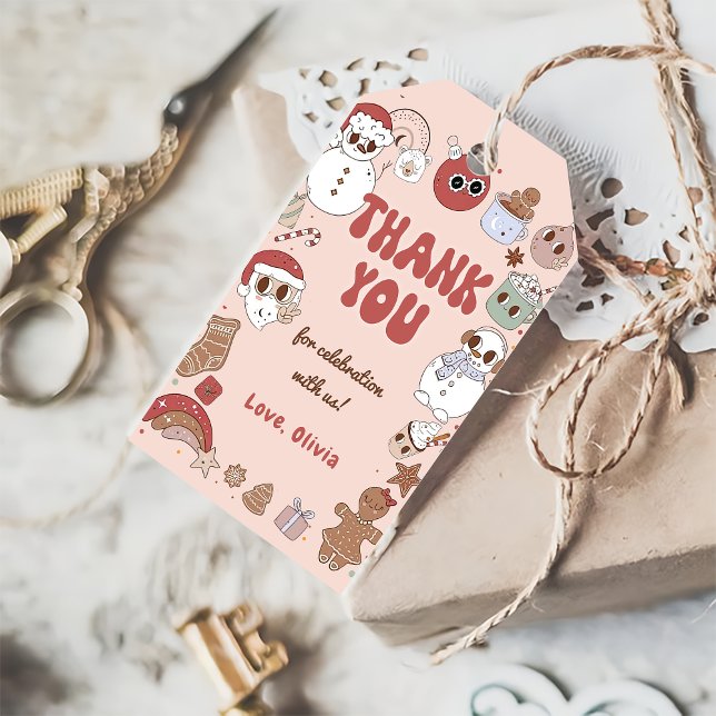 Märkre av jultomten Groovy Hippie Birthday Gift Presentetikett (Skapare uppladdad)