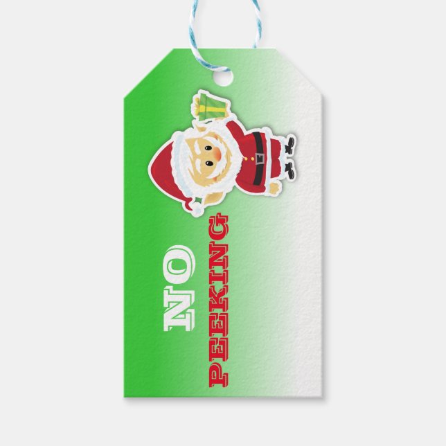 Märkre av jultomten Peeking Gift Presentetikett (Framsidan)