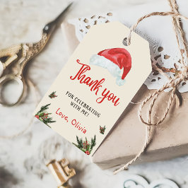 Märkre av jultomten Red Hat Birthday Favor Gift Presentetikett