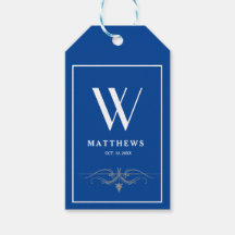 Märkre av marinblått silver monogram Gift