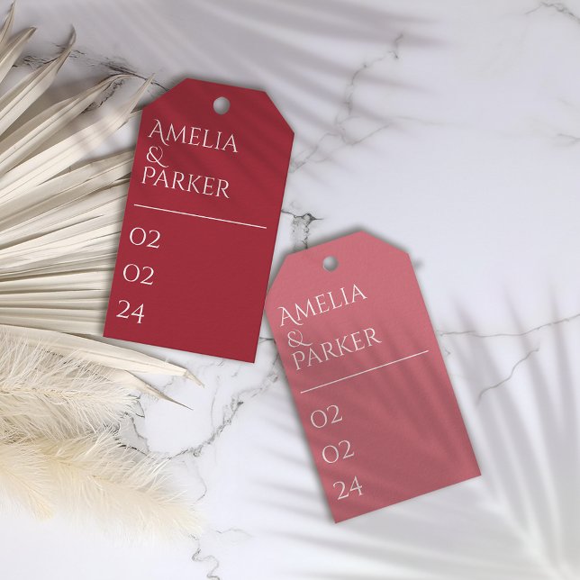 Märkre av minimalistisk Crimson Red Bröllop Gift Presentetikett (Skapare uppladdad)