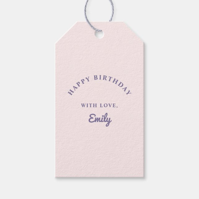 Märkre av pastellRosa och Lila Birthday Gift Presentetikett (Framsidan)