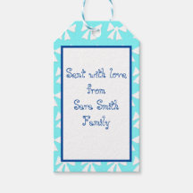 Märkre av ren Aqua Blue och White Bow Mönster Gift