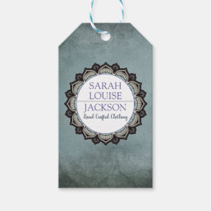 Märkre av rökfri blå monogram handgjord kläder presentetikett