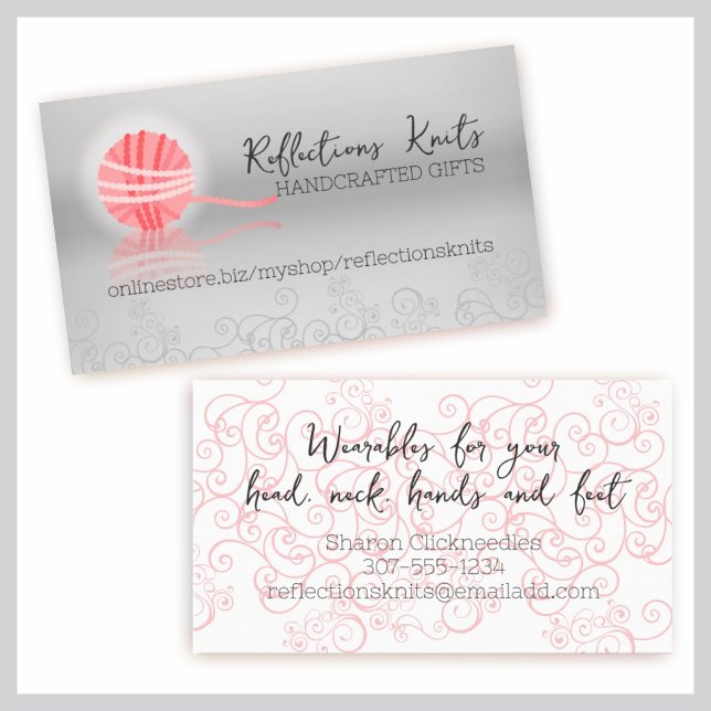 märkre av rosa garnreflektion av trikåpgåva visitkort (Skapare uppladdad)