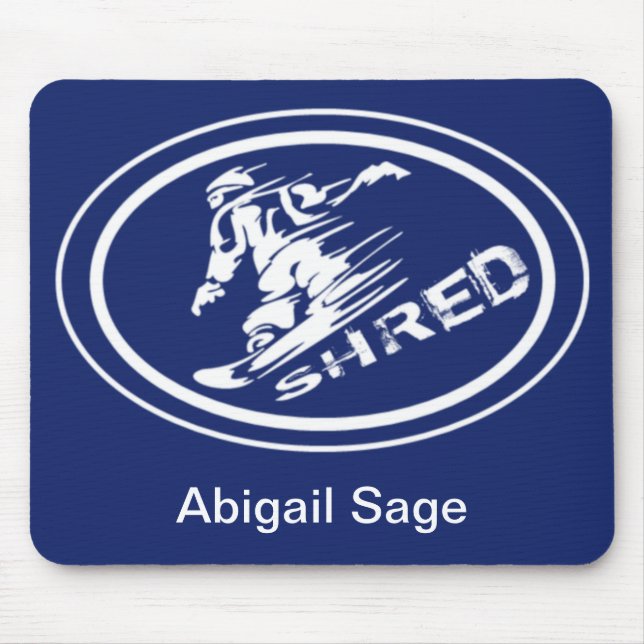 Märkre av skiva (SHRED) Oval Silhouette Snowboarde Musmatta (Framsidan)