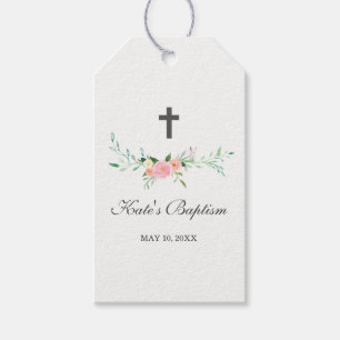 Märkre av sötad Blommigt Baptism Presentetikett