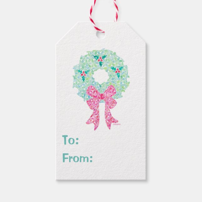 Märkre av Sue Weidlich som ger julfransar Presentetikett (Framsidan)