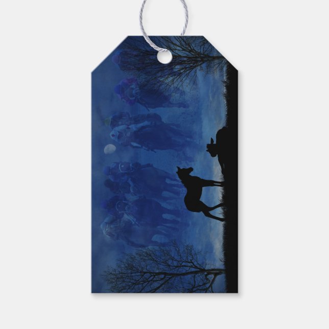 Märkre av två genomrasiga kapplöpningshäst presentetikett (Framsidan)