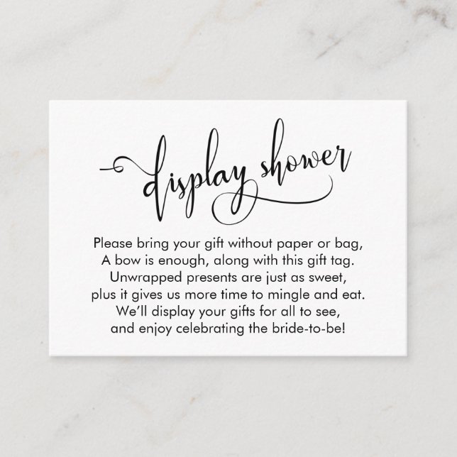 Märkre av Visningen Svartvit Elegant Tilläggskort (Framsida)