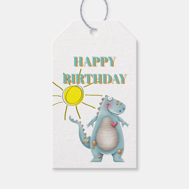 Märkre - Blue Dino Design 2 Presentetikett (Framsidan)