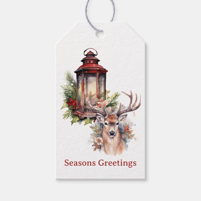 Märkre för Anpassningsbar av hjort och jultomte Presentetikett (Framsidan)