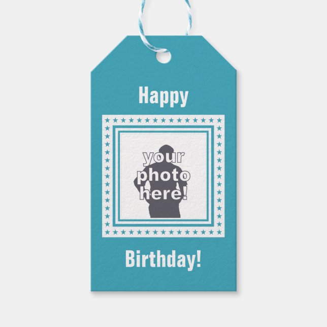 märkre för anpassningsbar-FOTO, TEXT och FÄRG-gåva Presentetikett (Framsidan)