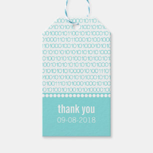 Märkre för Aqua Geek Chic Binary Code Gift- Presentetikett